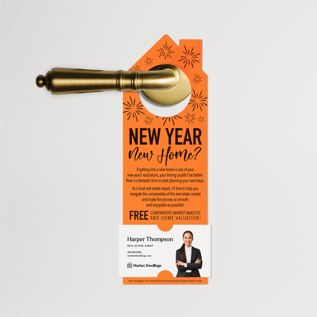 New Year, New Home | Door Hangers | 12-DH002 Door Hanger Market Dwellings CARROT  