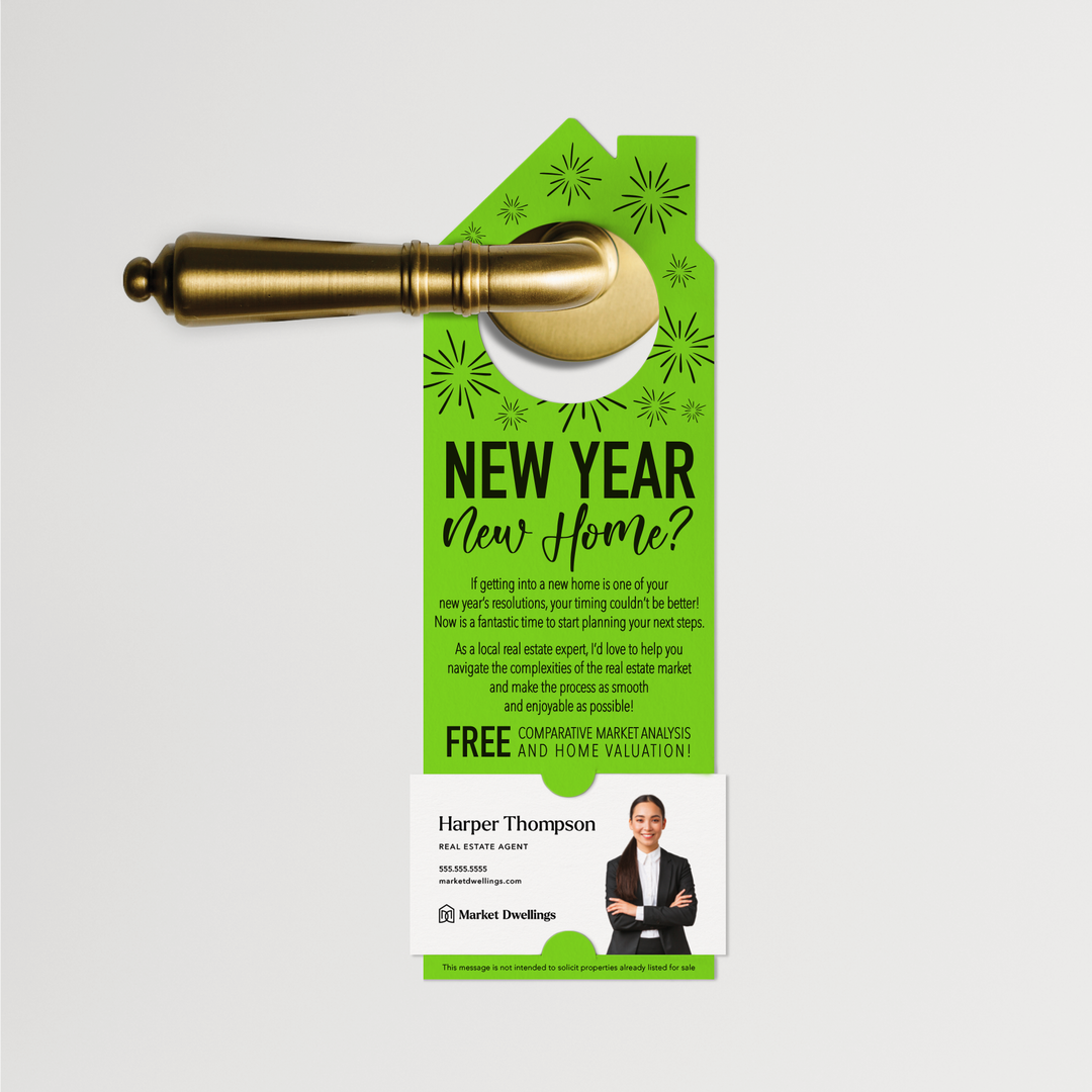 New Year, New Home | Door Hangers | 12-DH002 Door Hanger Market Dwellings GREEN APPLE  