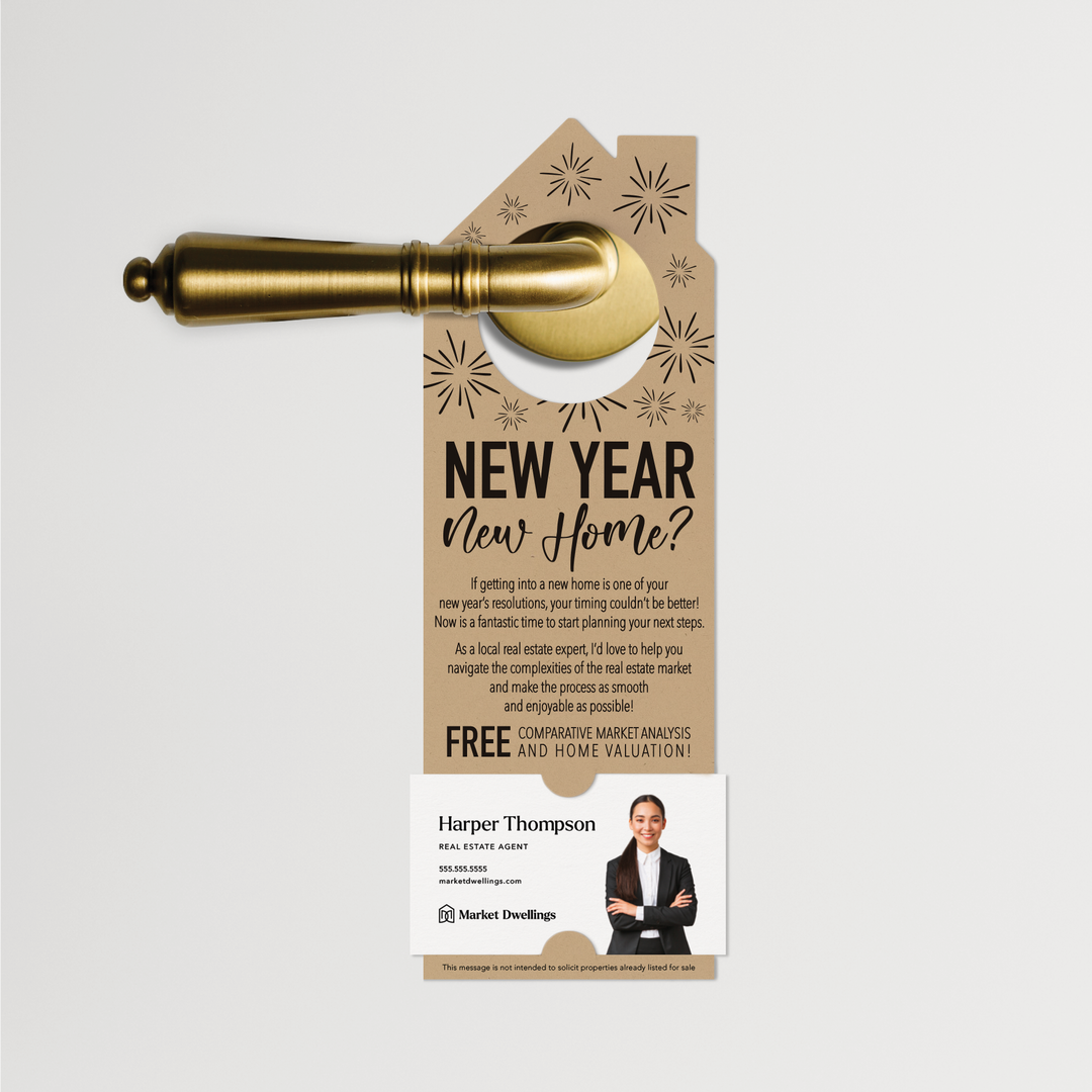 New Year, New Home | Door Hangers | 12-DH002 Door Hanger Market Dwellings KRAFT  