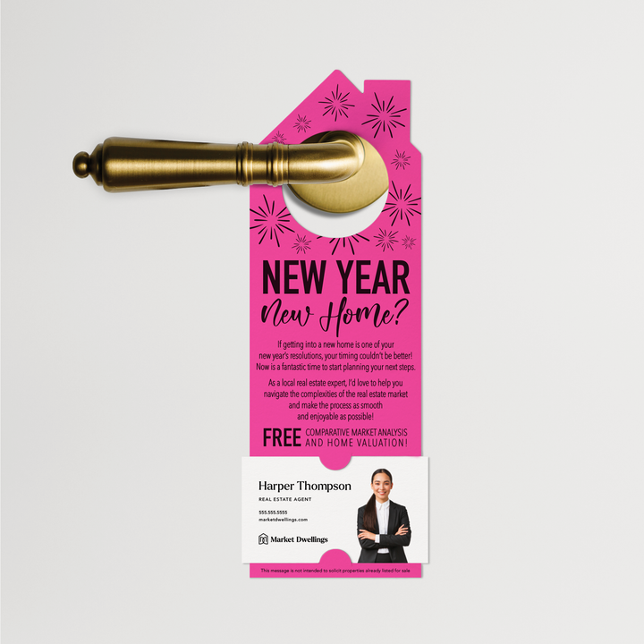 New Year, New Home | Door Hangers | 12-DH002 Door Hanger Market Dwellings RAZZLE BERRY  
