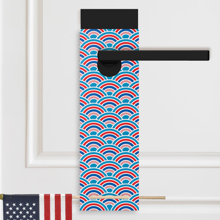 Hip, Hip, Hooray! Happy Independence Day! | Flag Holder Real Estate Door Hangers | 12-DH004 Door Hanger Market Dwellings