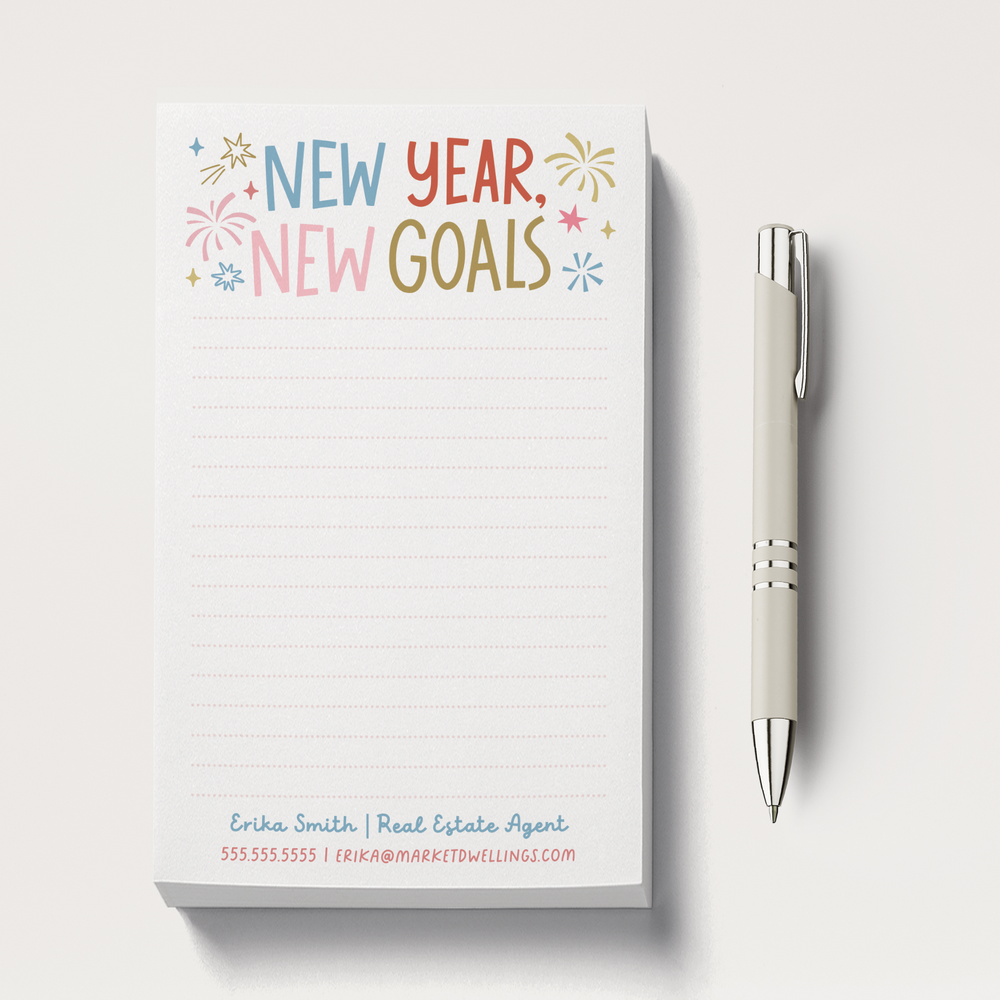 Customizable New Year, New Goals Notepads Notepad Market Dwellings