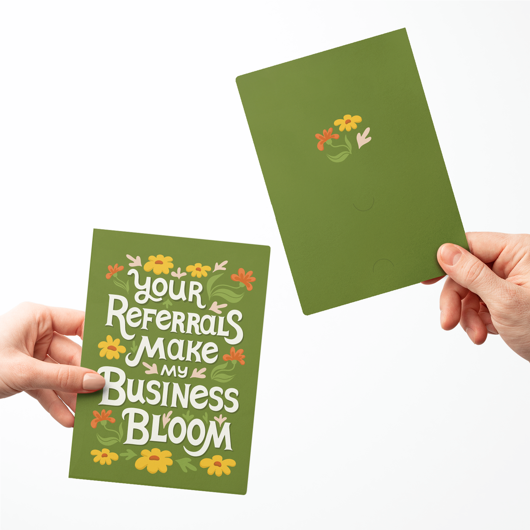 Set of Your Referrals Make My Business Bloom Greeting Cards | Envelopes Included Greeting Card Market Dwellings