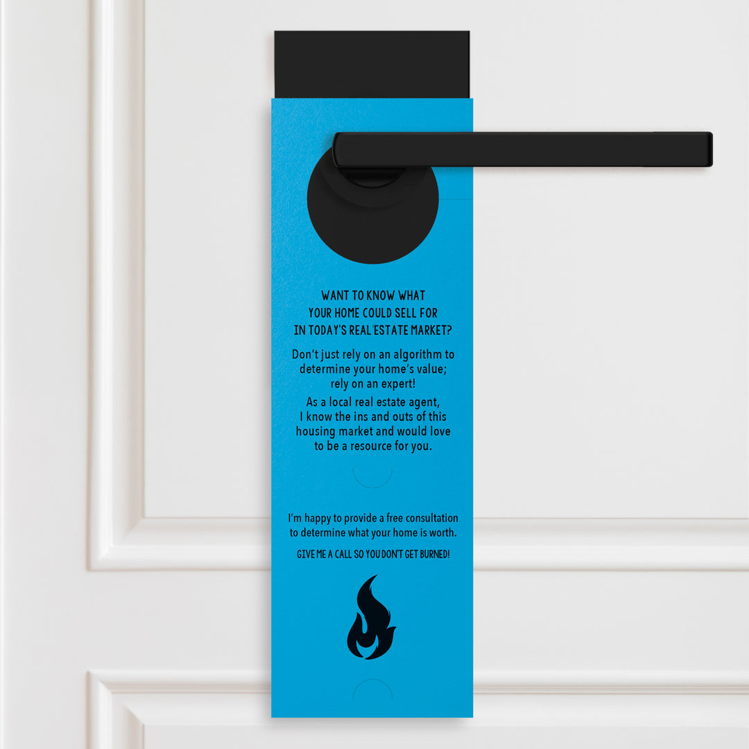 Vertical | The Real Estate Market is Hot | Real Estate Agent Double Sided Door Hangers | 13-DH005 Door Hanger Market Dwellings