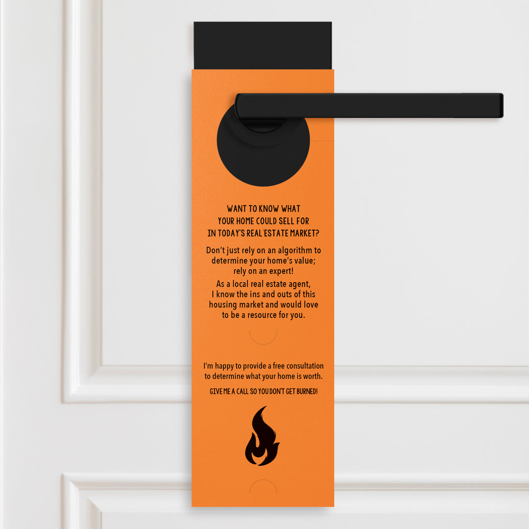 Vertical | The Real Estate Market is Hot | Real Estate Agent Double Sided Door Hangers | 13-DH005 Door Hanger Market Dwellings