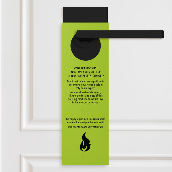 Vertical | The Real Estate Market is Hot | Real Estate Agent Double Sided Door Hangers | 13-DH005 Door Hanger Market Dwellings