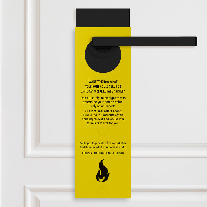 Vertical | The Real Estate Market is Hot | Real Estate Agent Double Sided Door Hangers | 13-DH005 Door Hanger Market Dwellings