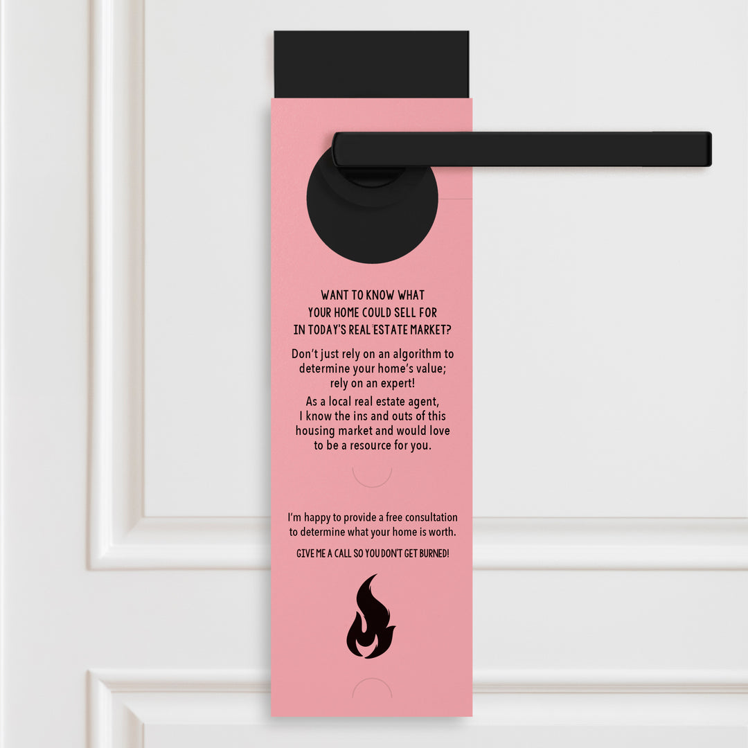 Vertical | The Real Estate Market is Hot | Real Estate Agent Double Sided Door Hangers | 13-DH005 Door Hanger Market Dwellings