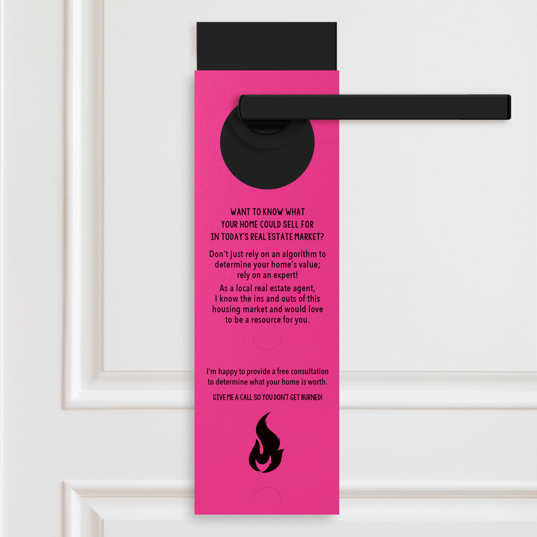 Vertical | The Real Estate Market is Hot | Real Estate Agent Double Sided Door Hangers | 13-DH005