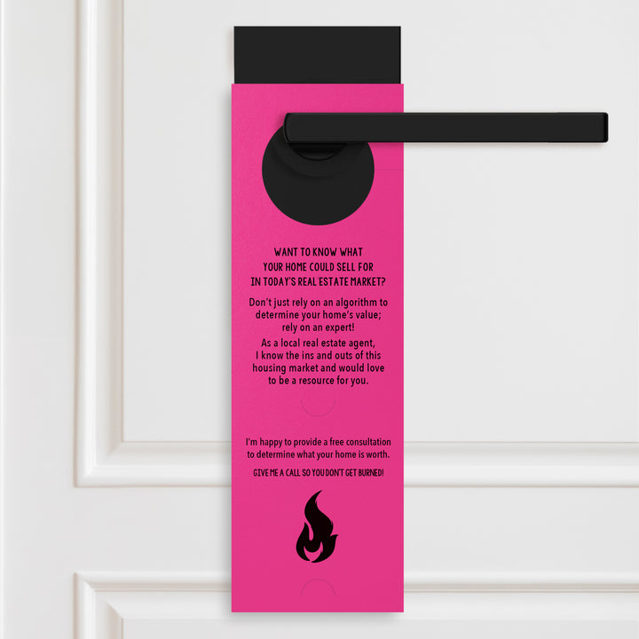 Vertical | The Real Estate Market is Hot | Real Estate Agent Double Sided Door Hangers | 13-DH005