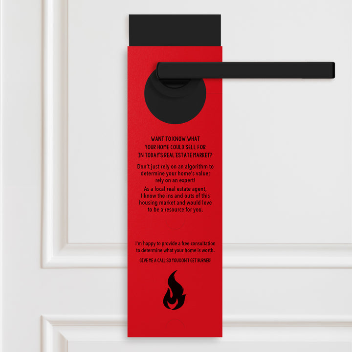 Vertical | The Real Estate Market is Hot | Real Estate Agent Double Sided Door Hangers | 13-DH005 Door Hanger Market Dwellings