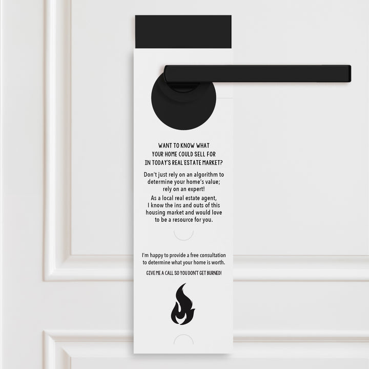 Vertical | The Real Estate Market is Hot | Real Estate Agent Double Sided Door Hangers | 13-DH005