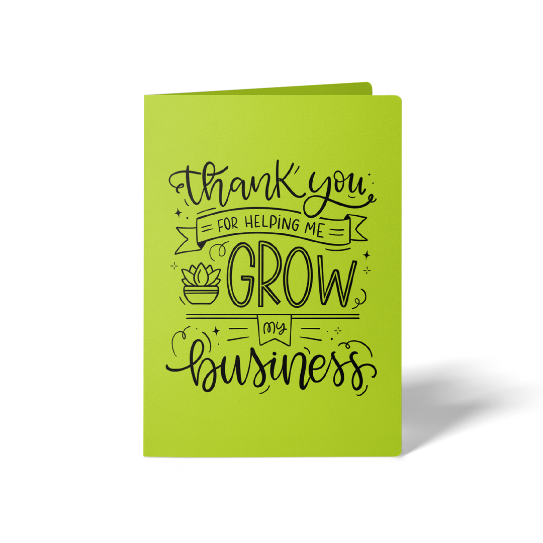 Set of Thank You For Helping Me Grow My Business Greeting Cards | Envelopes Included Greeting Card Market Dwellings GREEN APPLE