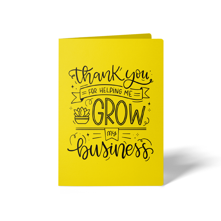 Set of Thank You For Helping Me Grow My Business Greeting Cards | Envelopes Included Greeting Card Market Dwellings LEMON