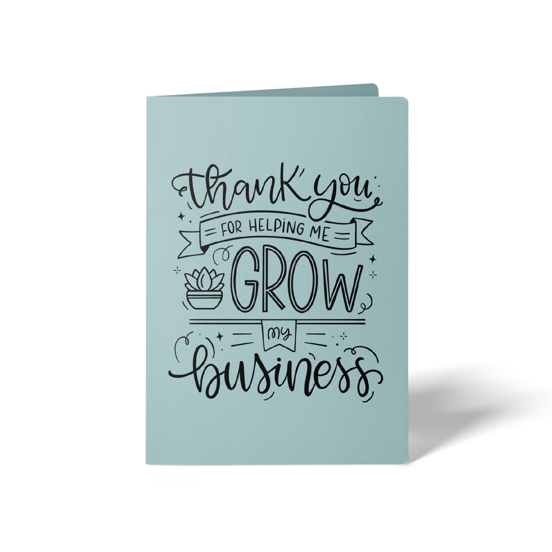 Set of Thank You For Helping Me Grow My Business Greeting Cards | Envelopes Included Greeting Card Market Dwellings LIGHT BLUE