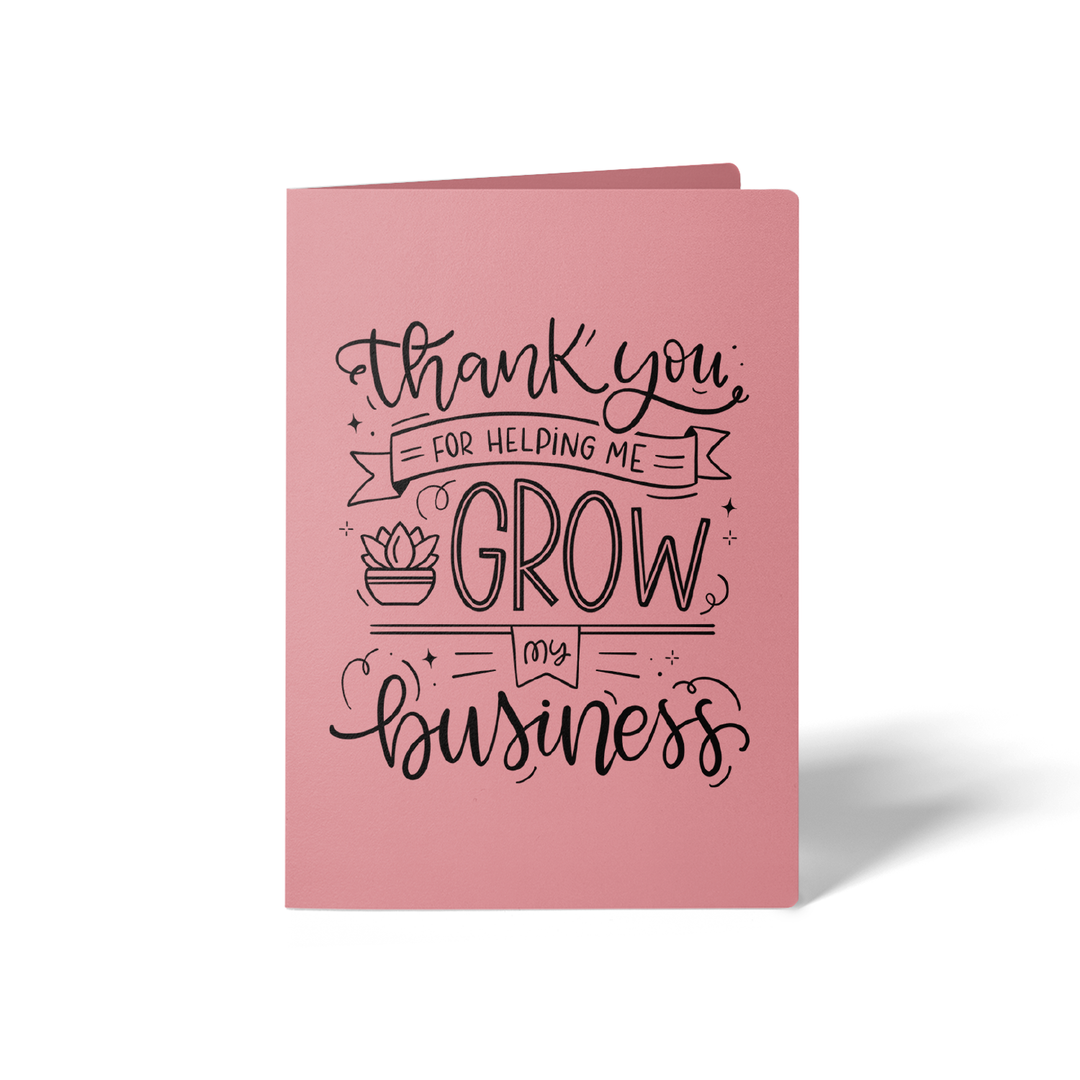 Set of Thank You For Helping Me Grow My Business Greeting Cards | Envelopes Included Greeting Card Market Dwellings LIGHT PINK