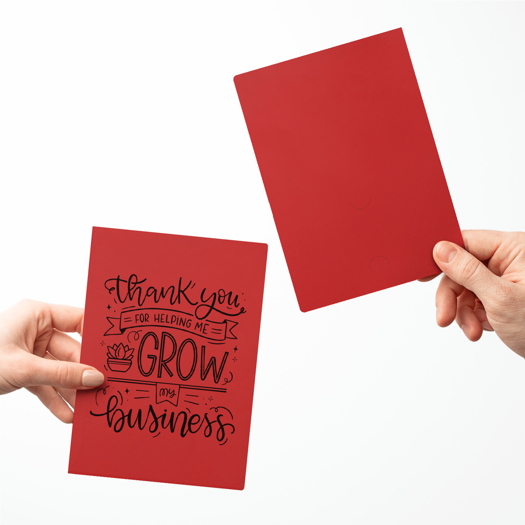 Set of Thank You For Helping Me Grow My Business Greeting Cards | Envelopes Included