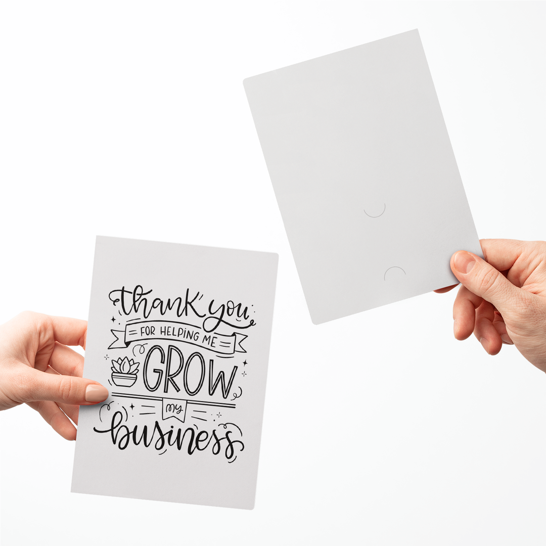 Set of Thank You For Helping Me Grow My Business Greeting Cards | Envelopes Included