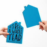 "It's Been A Whole Year" Home Anniversary | Real Estate & Mortgage Greeting Cards with Envelopes Greeting Card Market Dwellings