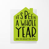 "It's Been A Whole Year" Home Anniversary | Real Estate & Mortgage Greeting Cards with Envelopes Greeting Card Market Dwellings