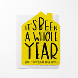 "It's Been A Whole Year" Home Anniversary | Real Estate & Mortgage Greeting Cards with Envelopes Greeting Card Market Dwellings