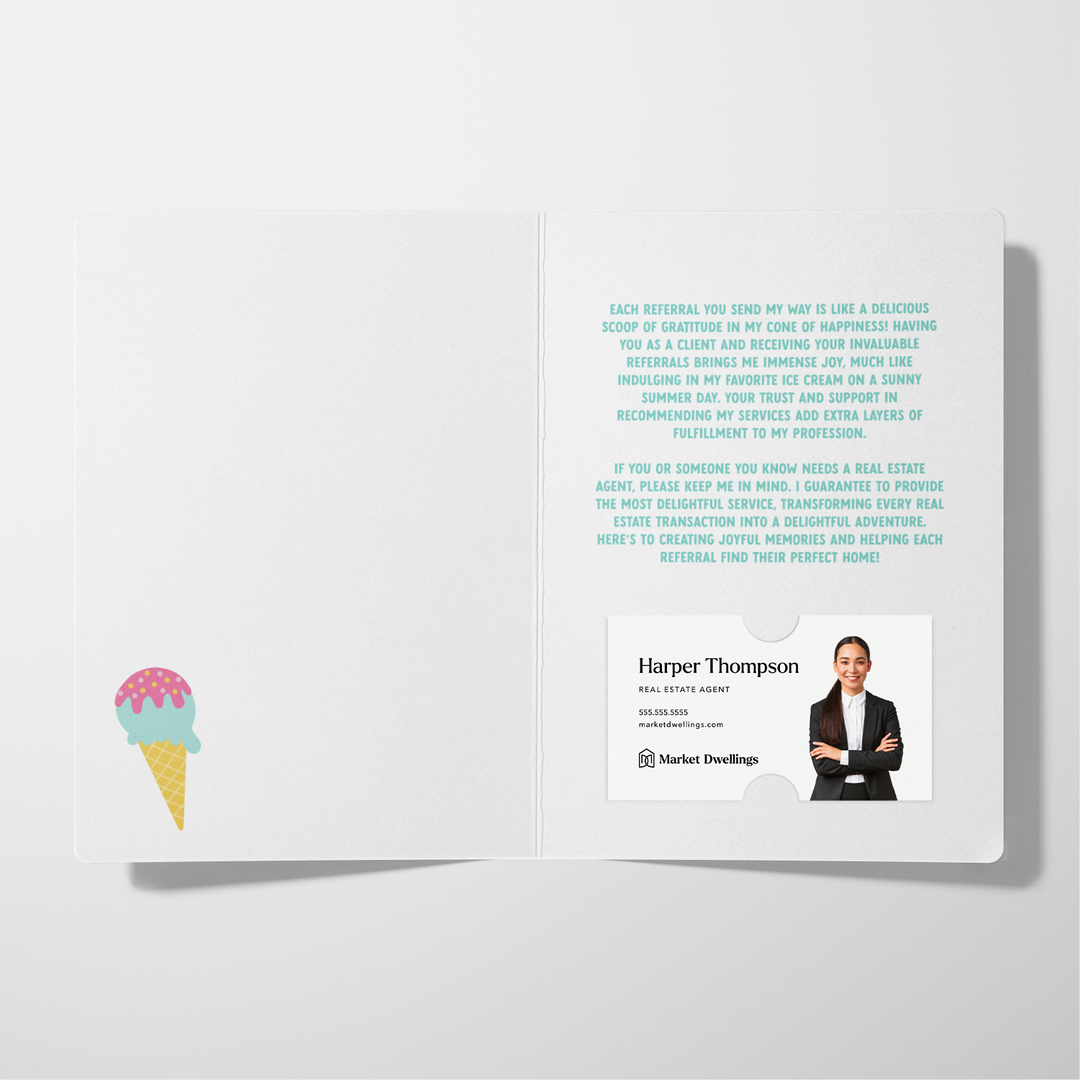 Set of Scoops Of Appreciation For Your Referrals! Greeting Cards | Envelopes Included Greeting Card Market Dwellings