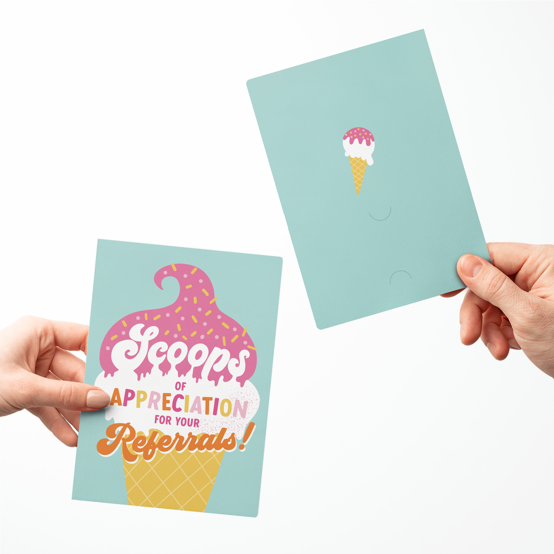 Set of Scoops Of Appreciation For Your Referrals! Greeting Cards | Envelopes Included Greeting Card Market Dwellings