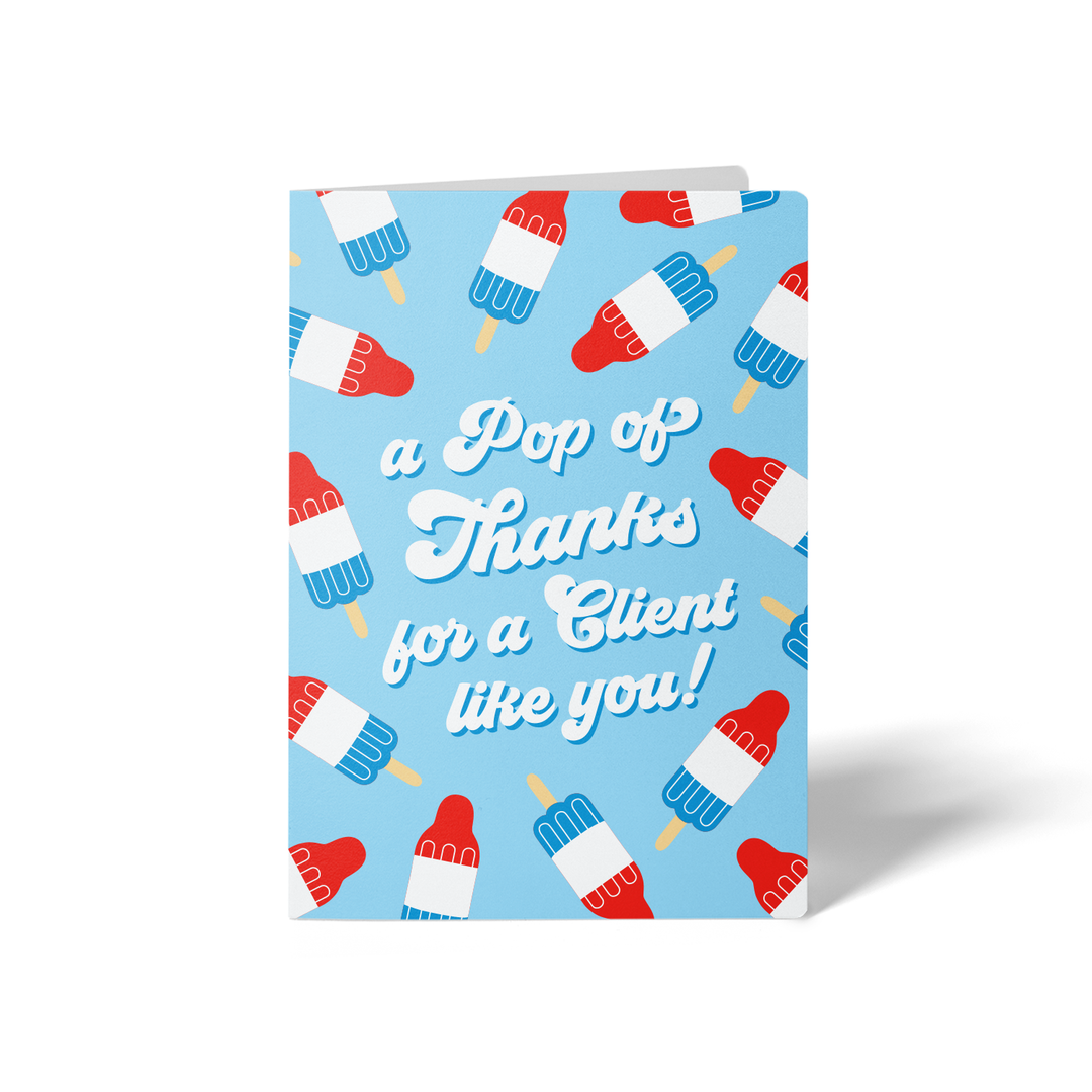 Set of A Pop Of Thanks For A Client Like You! | 4th Of July Greeting Cards | Envelopes Included Greeting Card Market Dwellings BRIGHT BLUE