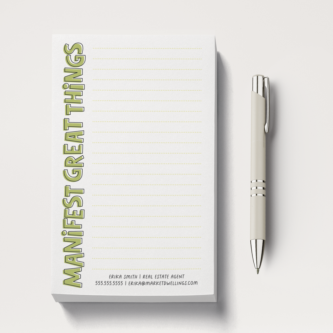 Set of Manifest Great Things Notepads | 5 x 8in | 50 Tear-Off Sheets | 14-SNP-AB Notepad Market Dwellings LIGHT OLIVE 50 Sheets Yes: Add Magnets