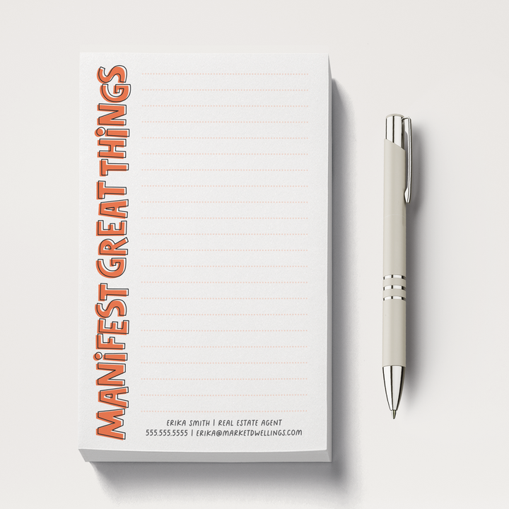 Set of Manifest Great Things Notepads | 5 x 8in | 50 Tear-Off Sheets | 14-SNP-AB Notepad Market Dwellings SUNRISE ORANGE 50 Sheets Yes: Add Magnets