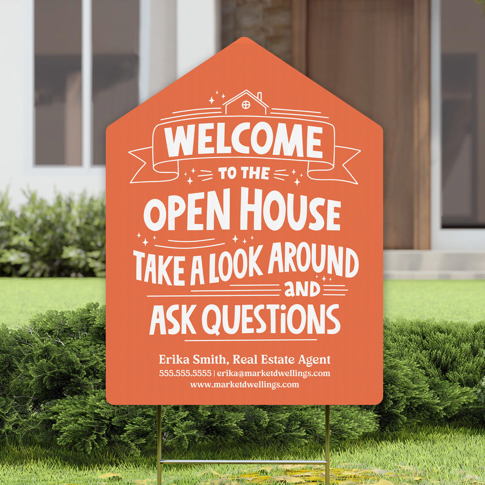 Customizable | Welcome to the Open House Real Estate Yard Sign Yard Sign Market Dwellings