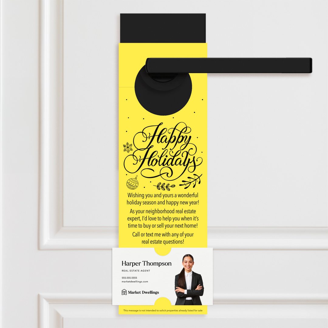 Happy Holidays | Real Estate Neighbor Door Hangers Door Hanger Market Dwellings LEMON