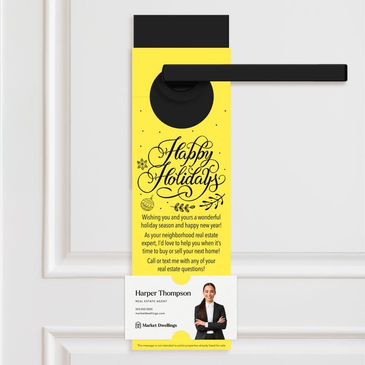 Happy Holidays | Real Estate Neighbor Door Hangers Door Hanger Market Dwellings LEMON