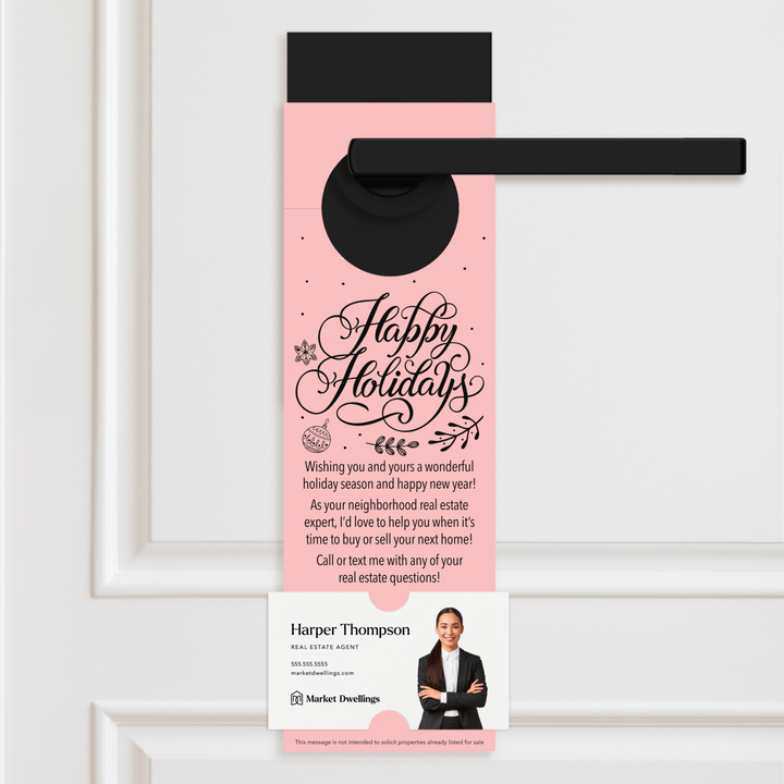 Happy Holidays | Real Estate Neighbor Door Hangers Door Hanger Market Dwellings LIGHT PINK