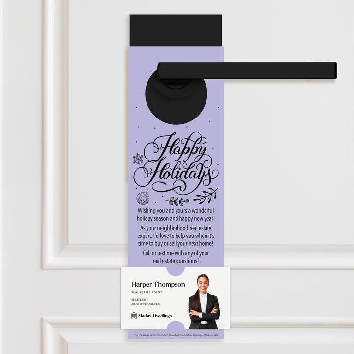 Happy Holidays | Real Estate Neighbor Door Hangers Door Hanger Market Dwellings LIGHT PURPLE