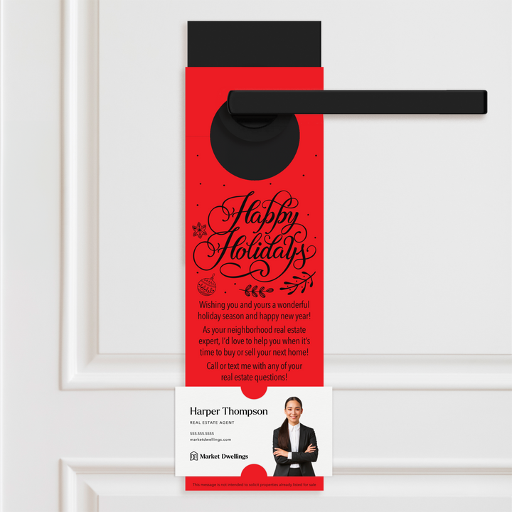 Happy Holidays | Real Estate Neighbor Door Hangers Door Hanger Market Dwellings SCARLET