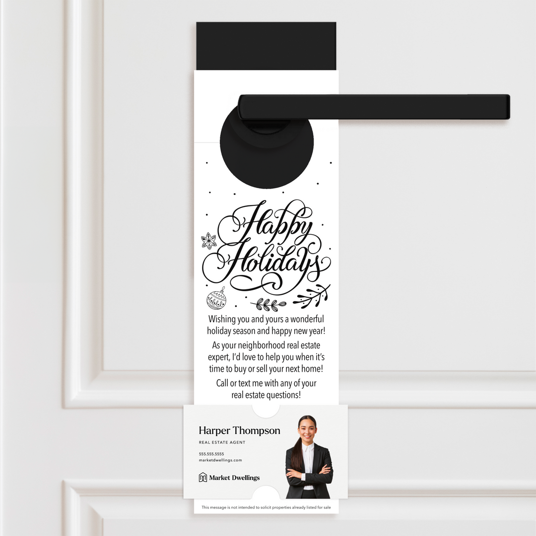 Happy Holidays | Real Estate Neighbor Door Hangers Door Hanger Market Dwellings WHITE