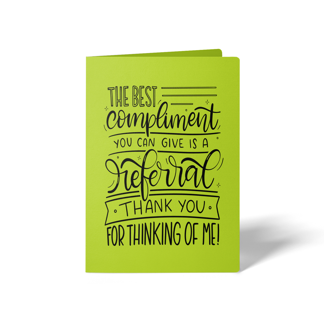 Set of The Best Compliment You Can Give is a Referral Greeting Cards | Envelopes Included Greeting Card Market Dwellings GREEN APPLE