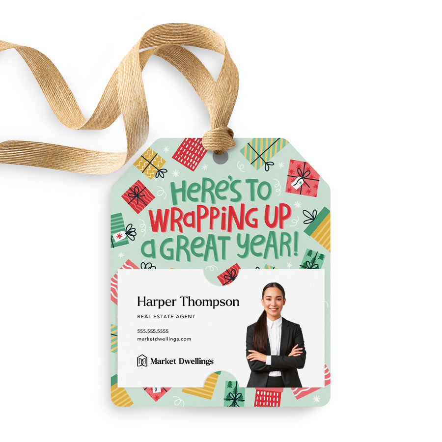 Here's To Wrapping Up A Great Year! | Gift Tags Gift Tag Market Dwellings SEAFOAM