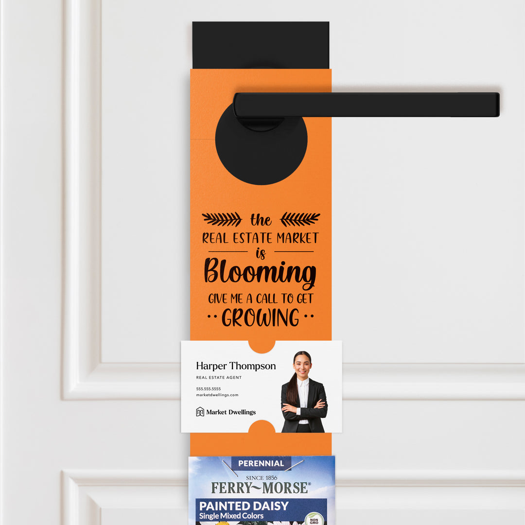 The Real Estate Market is Blooming | Door Hangers for Seed Packets | 16-DH003 Door Hanger Market Dwellings CARROT