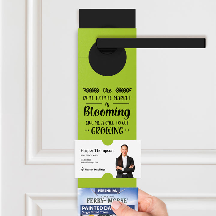 The Real Estate Market is Blooming | Door Hangers for Seed Packets | 16-DH003 Door Hanger Market Dwellings