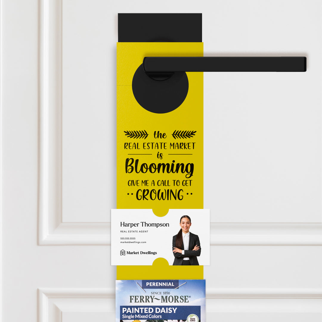 The Real Estate Market is Blooming | Door Hangers for Seed Packets | 16-DH003 Door Hanger Market Dwellings LEMON