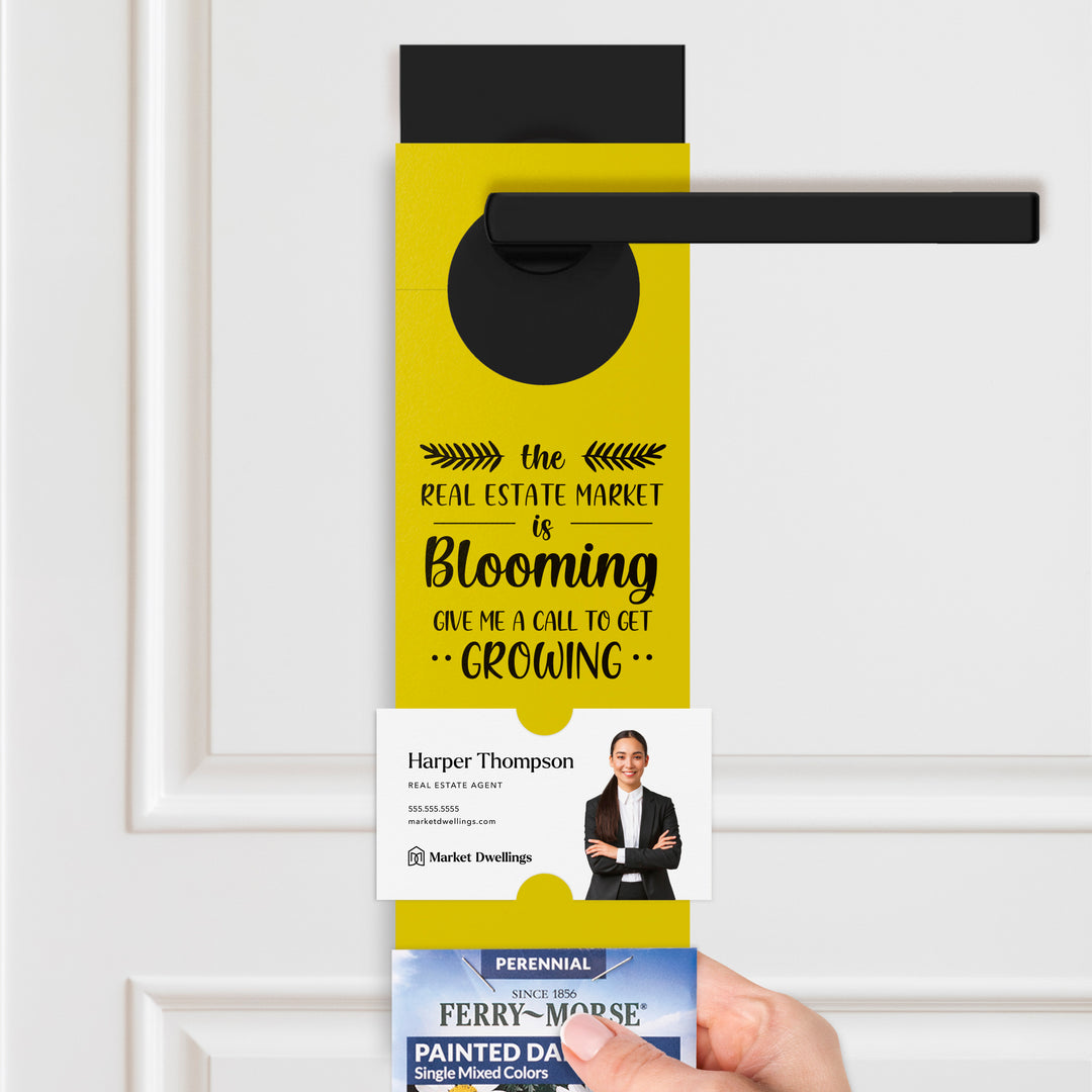 The Real Estate Market is Blooming | Door Hangers for Seed Packets | 16-DH003 Door Hanger Market Dwellings