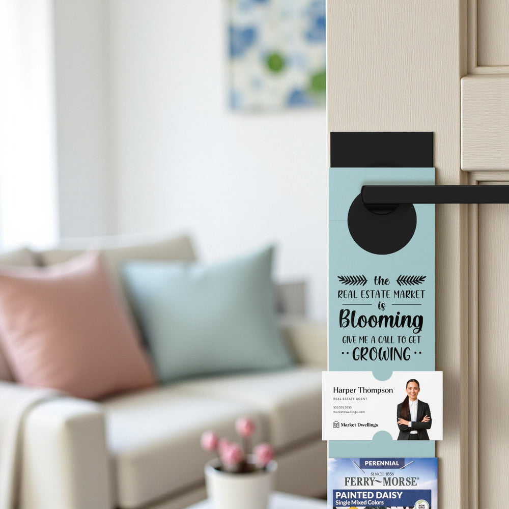 The Real Estate Market is Blooming | Door Hangers for Seed Packets | 16-DH003 Door Hanger Market Dwellings