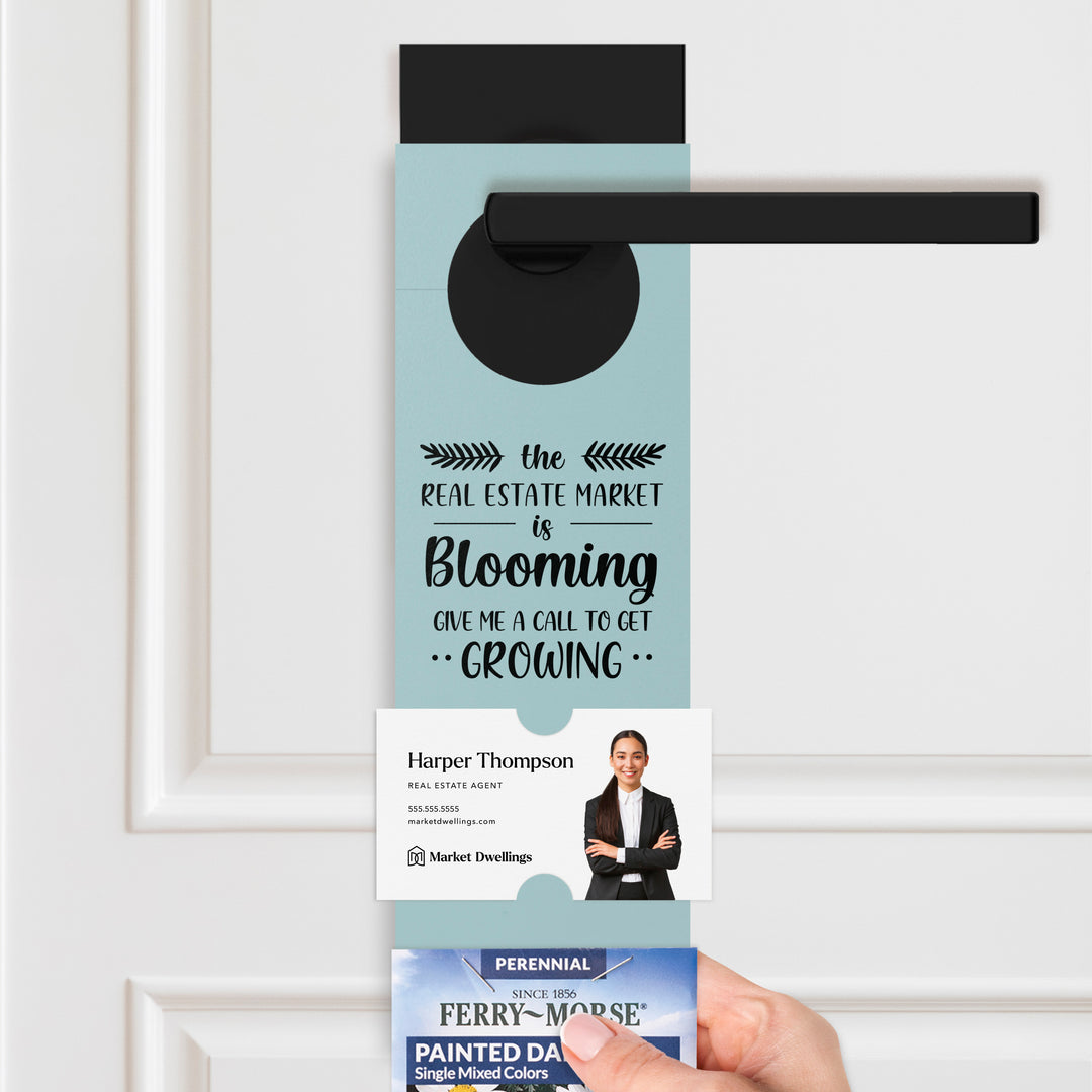 The Real Estate Market is Blooming | Door Hangers for Seed Packets | 16-DH003 Door Hanger Market Dwellings