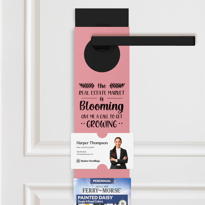 The Real Estate Market is Blooming | Door Hangers for Seed Packets | 16-DH003 Door Hanger Market Dwellings LIGHT PINK