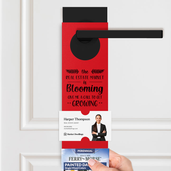 The Real Estate Market is Blooming | Door Hangers for Seed Packets | 16-DH003 Door Hanger Market Dwellings