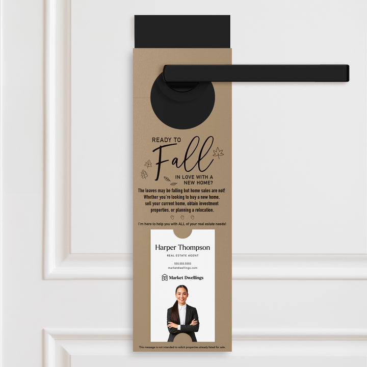 Vertical | Ready to FALL in Love with a New Home | Door Hangers | 16-DH005 Door Hanger Market Dwellings KRAFT