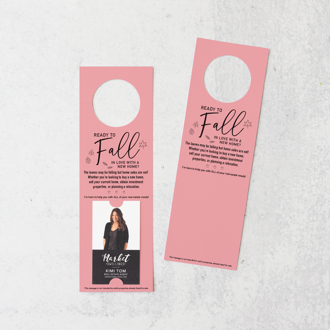 Vertical | Ready to FALL in Love with a New Home | Door Hangers | 16-DH005 Door Hanger Market Dwellings LIGHT PINK  