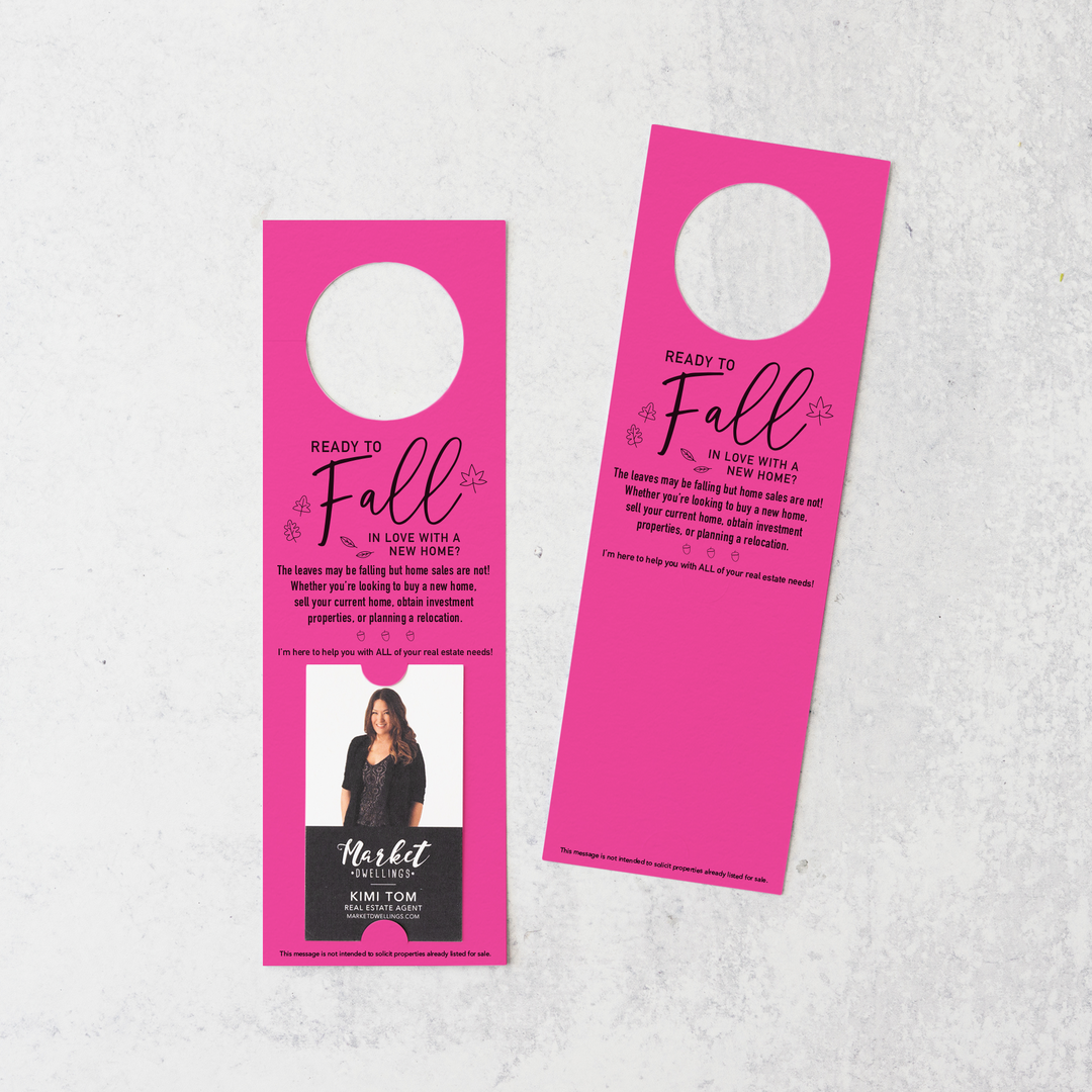 Vertical | Ready to FALL in Love with a New Home | Door Hangers | 16-DH005 Door Hanger Market Dwellings RAZZLE BERRY  